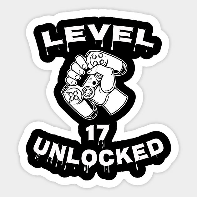 Level 17 Unlocked - Funny Mens 17th Birthday Gamer Sticker by Happysphinx